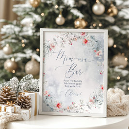 冬エレガント雪ミモサバーポスター ポスター