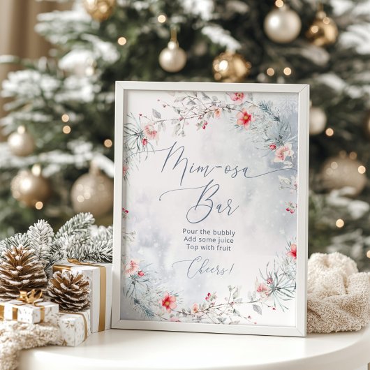 冬エレガント雪ミモサバーポスター ポスター