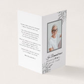 冬エレガント雪片の葬儀記念祈りの言葉 名刺 (外部)