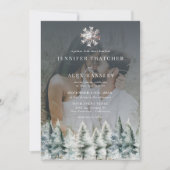 冬エレガント雪 | クリスマス結婚式招待状 招待状 (正面)