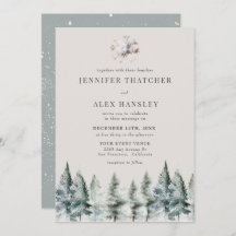 冬エレガント雪 | クリスマス結婚式招待状