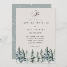 冬エレガント雪 | クリスマス結婚式招待状 招待状