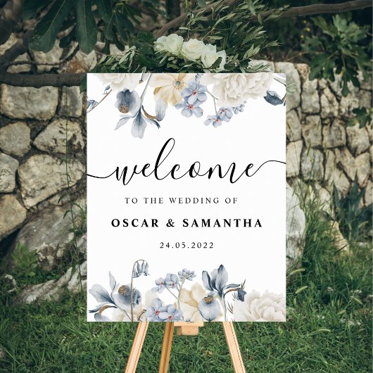 冬エレガント青白の花 ポスター