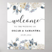 冬エレガント青白の花 ポスター (正面)