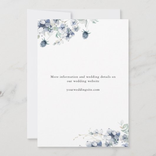 冬エレガント青葉ボホ結婚のQRコード セーブザデート (裏面)