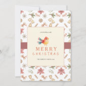 冬エレガント鳥クリスマスグリーティングカード 招待状 (正面)