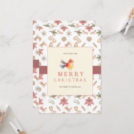 冬エレガント鳥クリスマスグリーティングカード 招待状