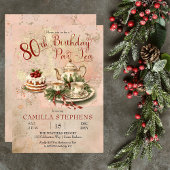 冬エレガント80日誕生日パルティーパーティー 招待状