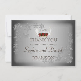 冬エレガント〔雄ジカの〕枝角グレイ結婚の感謝 サンキューカード