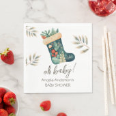 冬オベビークリスマスストッキングベビーシャワー スタンダードランチョンナプキン (インサイチュ)