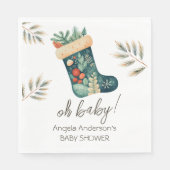 冬オベビークリスマスストッキングベビーシャワー スタンダードランチョンナプキン (正面)