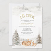 冬オモダンディアファウンベイビーシャワー 招待状 (正面)