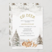 冬オモダンディアファウンベイビーシャワー 招待状 (正面/裏面)