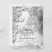 冬カッコいいの木の赤ちゃんシャワー外は寒い 招待状 (正面)