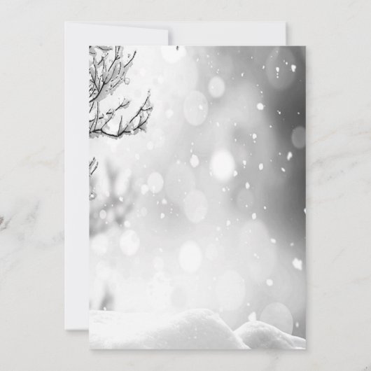 冬カッコいいの木の赤ちゃんシャワー外は寒い 招待状 (裏面)