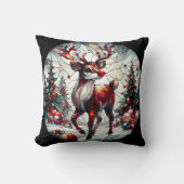 冬カラフルの森の中でトナお洒落カイ クッション (正面)