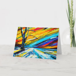 冬カラフル風景美術 ノートカード