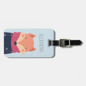 冬キツネパーソナライズされたバッグラベル | 空 ラゲッジタグ (正面横)