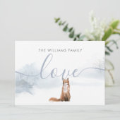 冬キツネホリデーズファミリーネームシンプルエレガント シーズンカード (スタンド正面)