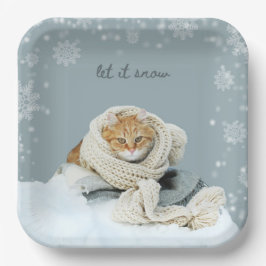 冬キャットレットイットスノースクエア紙プレート ペーパープレート