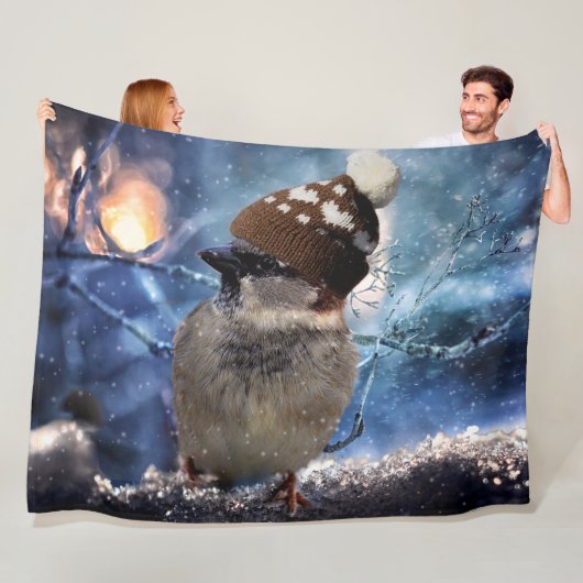 冬キャップ付き鳥 フリースブランケット (インサイチュ)