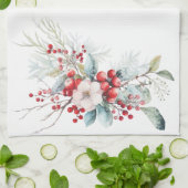 冬クラシカルホリデーベリーズモノグラム キッチンタオル (折り畳み)