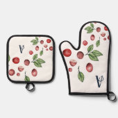 冬クランベリーモノグラム 鍋つかみ&鍋敷きセット (正面)