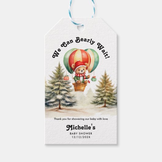 冬クリスマスの赤ちゃんシャワーを待つことができる ギフトタグ (正面)