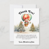 冬クリスマスの赤ちゃんシャワーを待つことができる サンキューカード (正面)