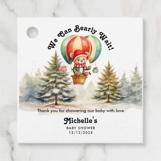 冬クリスマスの赤ちゃんシャワーを待つことができる フェイバータグ (正面)