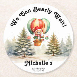 冬クリスマスの赤ちゃんシャワーを待つことができる ラウンドペーパーコースター