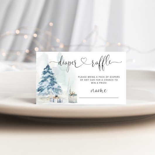 冬クリスマスツリーおむつラッフルチケット エンクロージャーカード