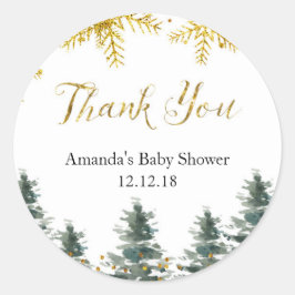 冬クリスマスツリー赤ちゃんシャワーありがとうラベル ラウンドシール