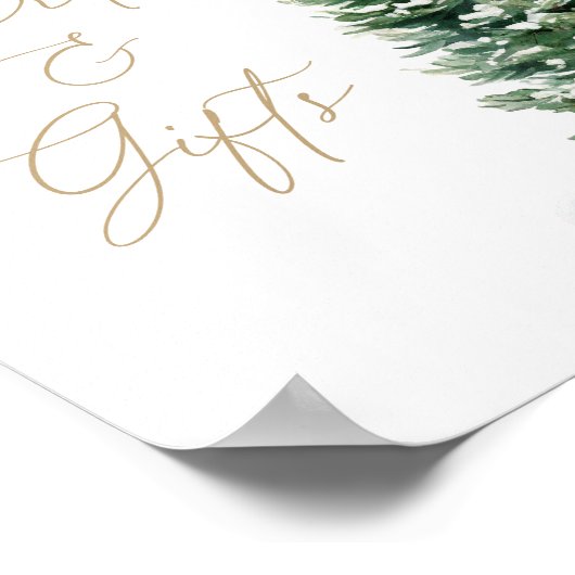 冬クリスマスツリー赤ちゃんシャワーカードとギフト ポスター (角)