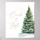 冬クリスマスツリー赤ちゃんシャワーカードとギフト ポスター (正面)