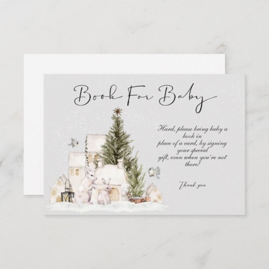 冬クリスマスベビーシャワーブックベビーカード 招待状 (正面/裏面)