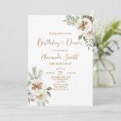 冬クリスマスホワイトフローラ誕生日30thディナー 招待状 (スタンド正面)