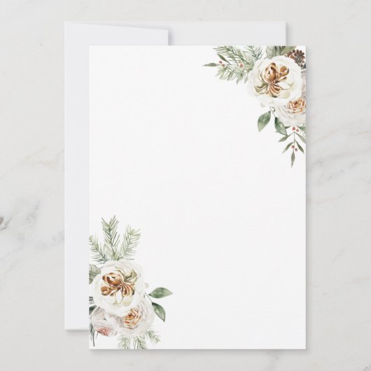 冬クリスマスホワイトフローラ誕生日30thディナー 招待状 (裏面)