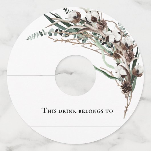 冬コットンクリスマス結婚パーティー ワイングラスタグ (正面)