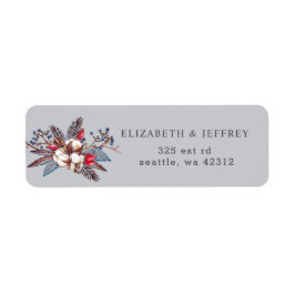 冬コットンダスティブルーレッドベリー結婚ズ ラベル