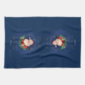 冬サンタクロースエレガントヴィンテージメリークリスマス キッチンタオル (横)