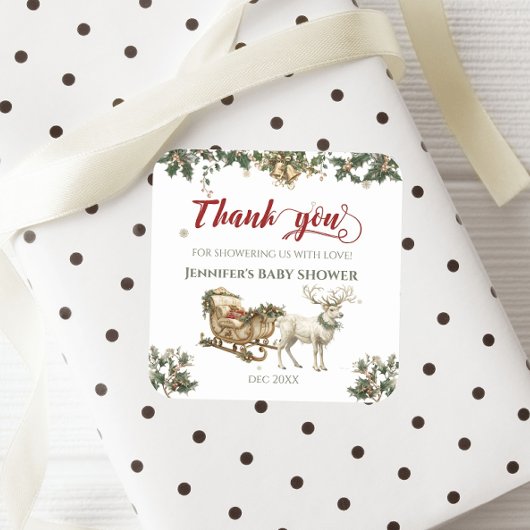 冬サンタベビークリスマスディアベビーシャワー スクエアシール