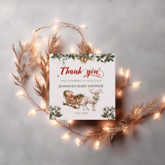 冬サンタベビークリスマスディアベビーシャワー フェイバータグ