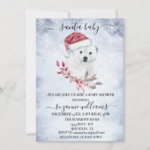 冬サンタ赤ちゃんシャワークリスマスポーラーベア 招待状 (正面)