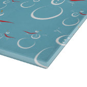 冬シアンかわいい雪だるまファミリーパターン カッティングボード (角)