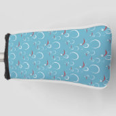 冬シアンかわいい雪だるまファミリーパターン ゴルフヘッドカバー (正面)