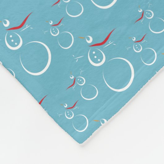 冬シアンかわいい雪だるまファミリーパターン フリースブランケット (角)