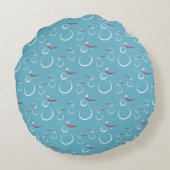 冬シアンかわいい雪だるまファミリーパターン ラウンドクッション (裏面)