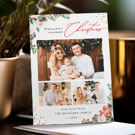 冬シック植物学フローラ3フォトクリスマス シーズンカード