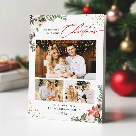 冬シック植物学フローラ3フォトクリスマス シーズンカード